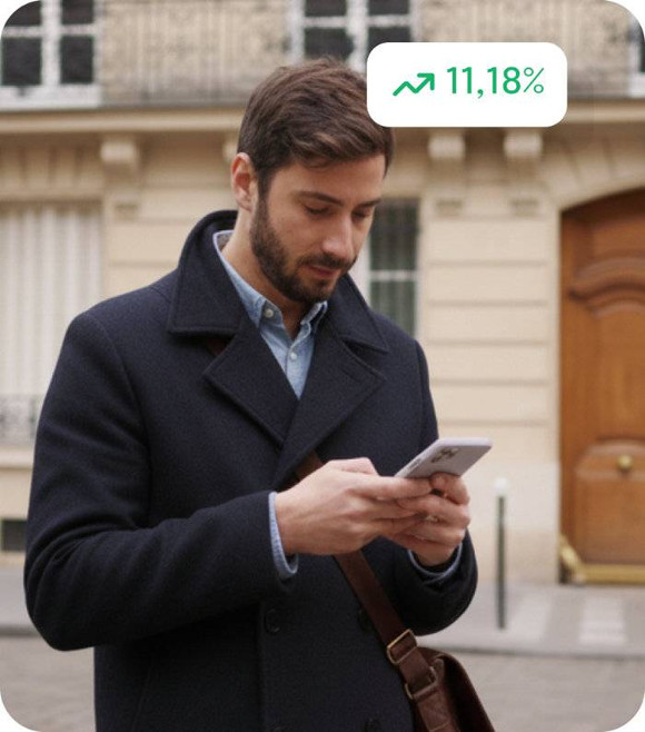 Investisseur utilisant l'application